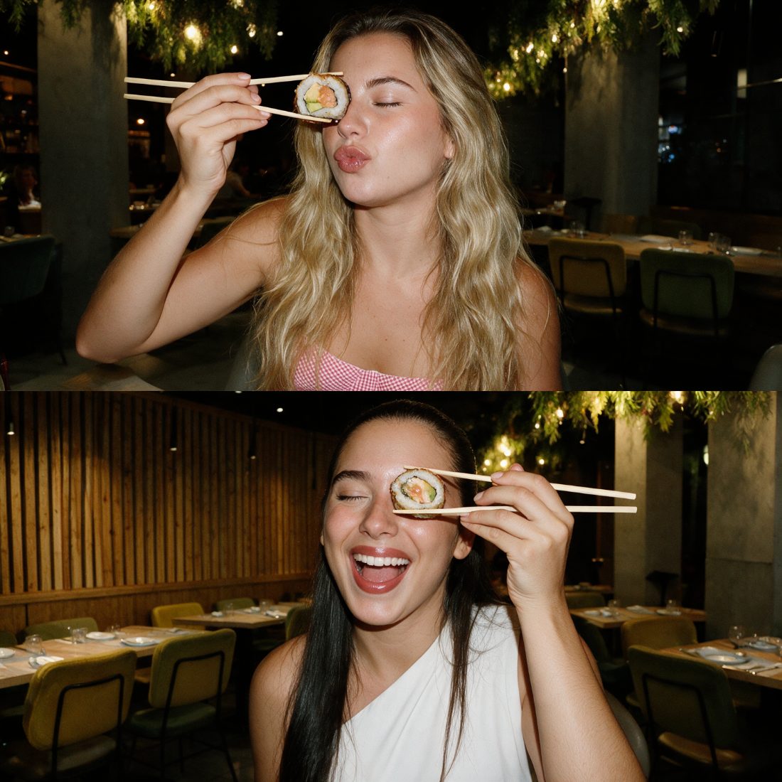 Clientas disfrutando del sushi en Hanaki